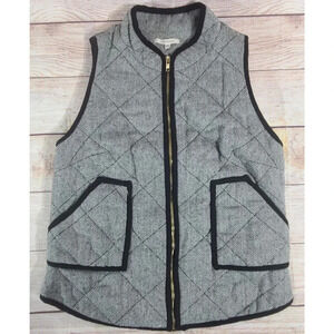41 Hawthorn Quilted Wool Vest Womens Small Full Zip Herringbone Light Gray Black